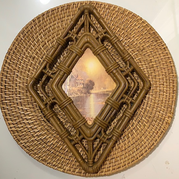 Vintage Homco faux rattan scenery wall art decor - Picture 1 of 12